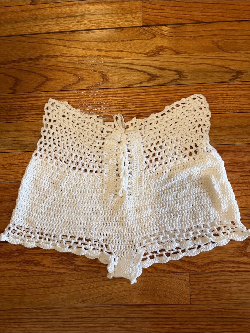 Crochet High-Waist Beach Shorts in White